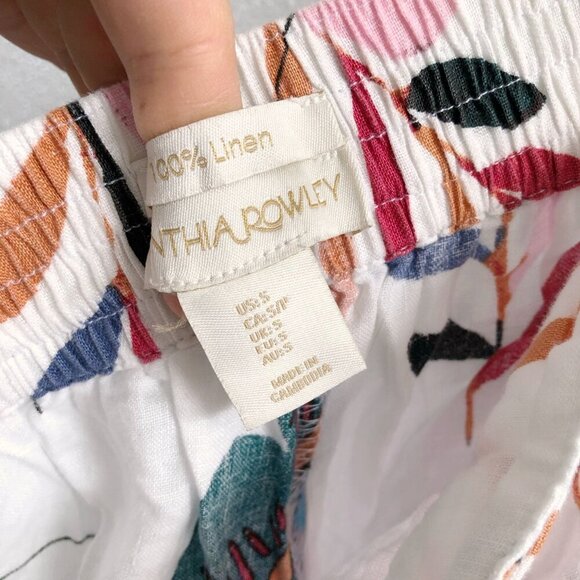 CHYNTIA ROWLEY 100% Linen Wide Leg Crop Pull On Pants Size Small - Picture 6 of 6